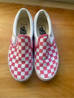 Vans Kids Pink & White Checkerboard Classic Slip-On